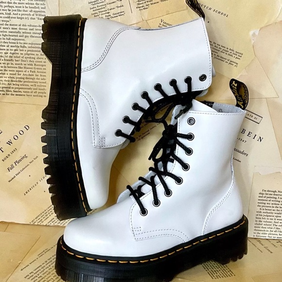 Free People Dr Martens Jadon Leather Boot White Smooth Leather - Picture 2 of 9